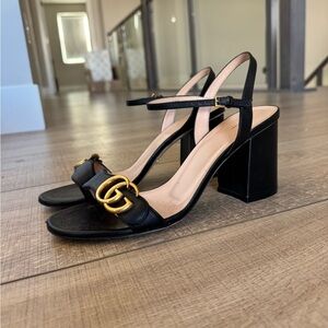 Gucci Black Heels with Gold Accents